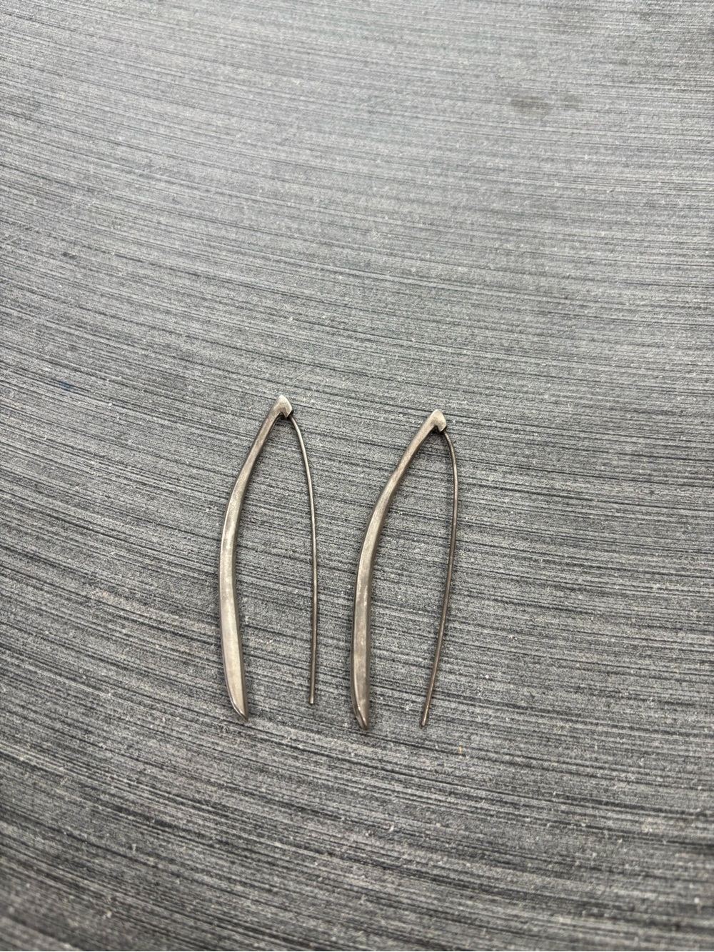 Long Curved Hoop Earrings in Sterling Silver